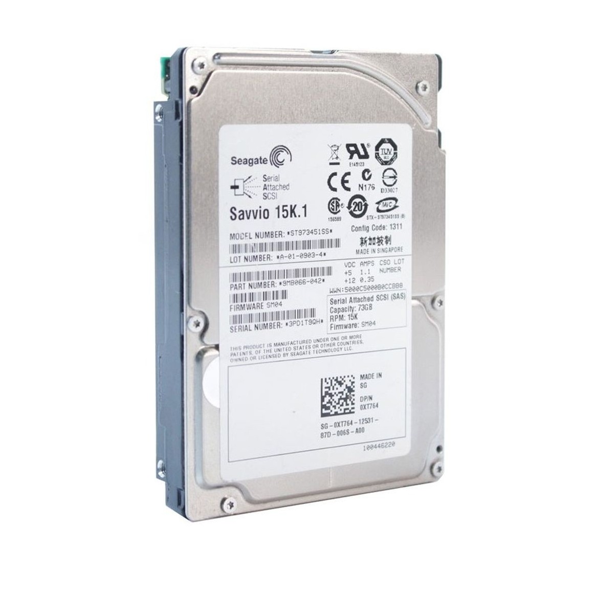 DELL SEAGATE 73GB SAS 15K 3G 16MB 2,5'' 0XT764