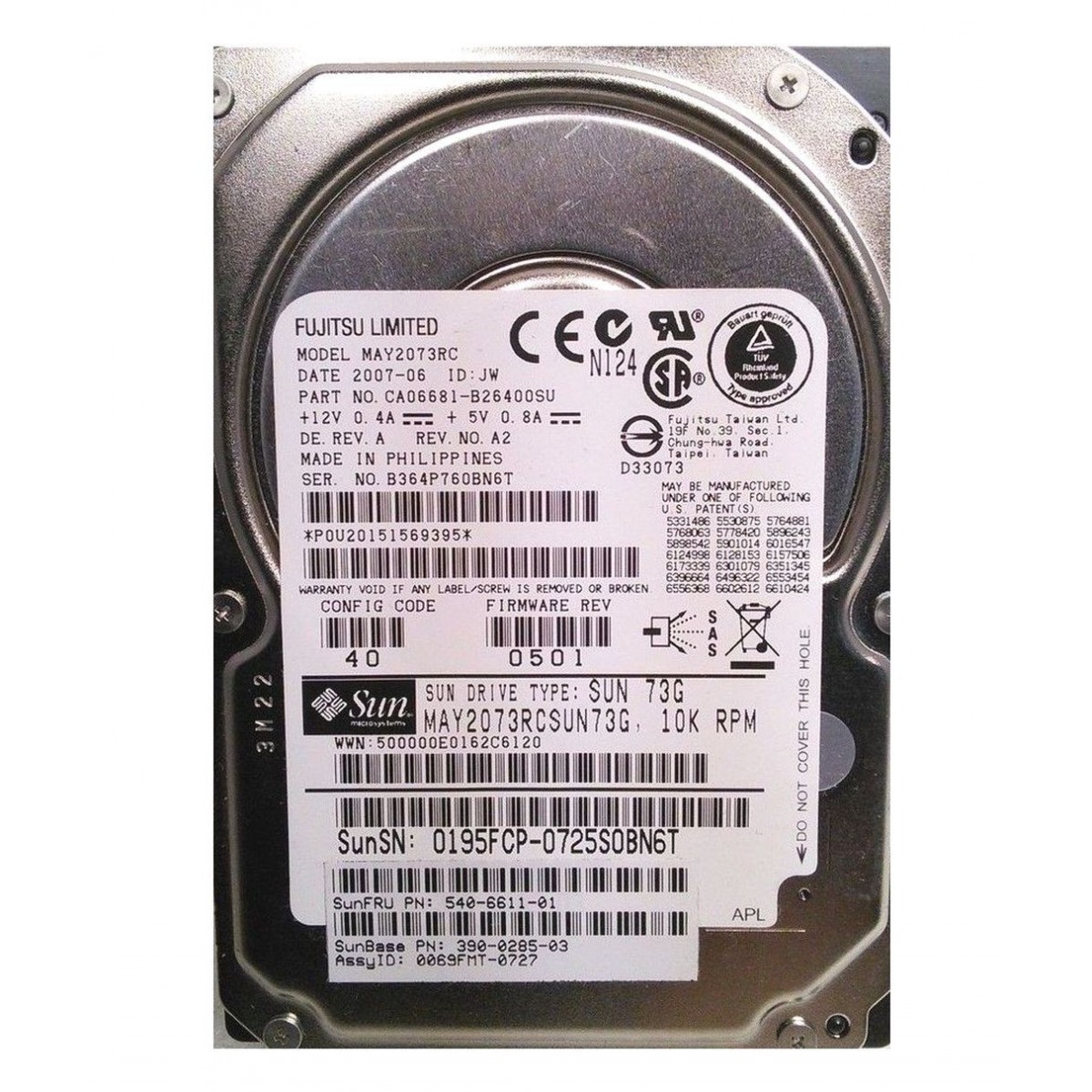 DYSK SUN 73GB SAS 10K 3G 2,5'' 540-6611-01