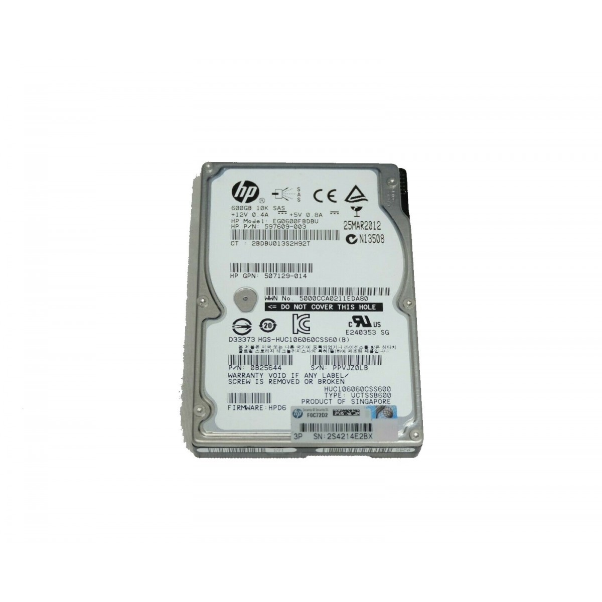 HP 600GB SAS EG0600FBDBU 10K 6G 2,5 597609-003