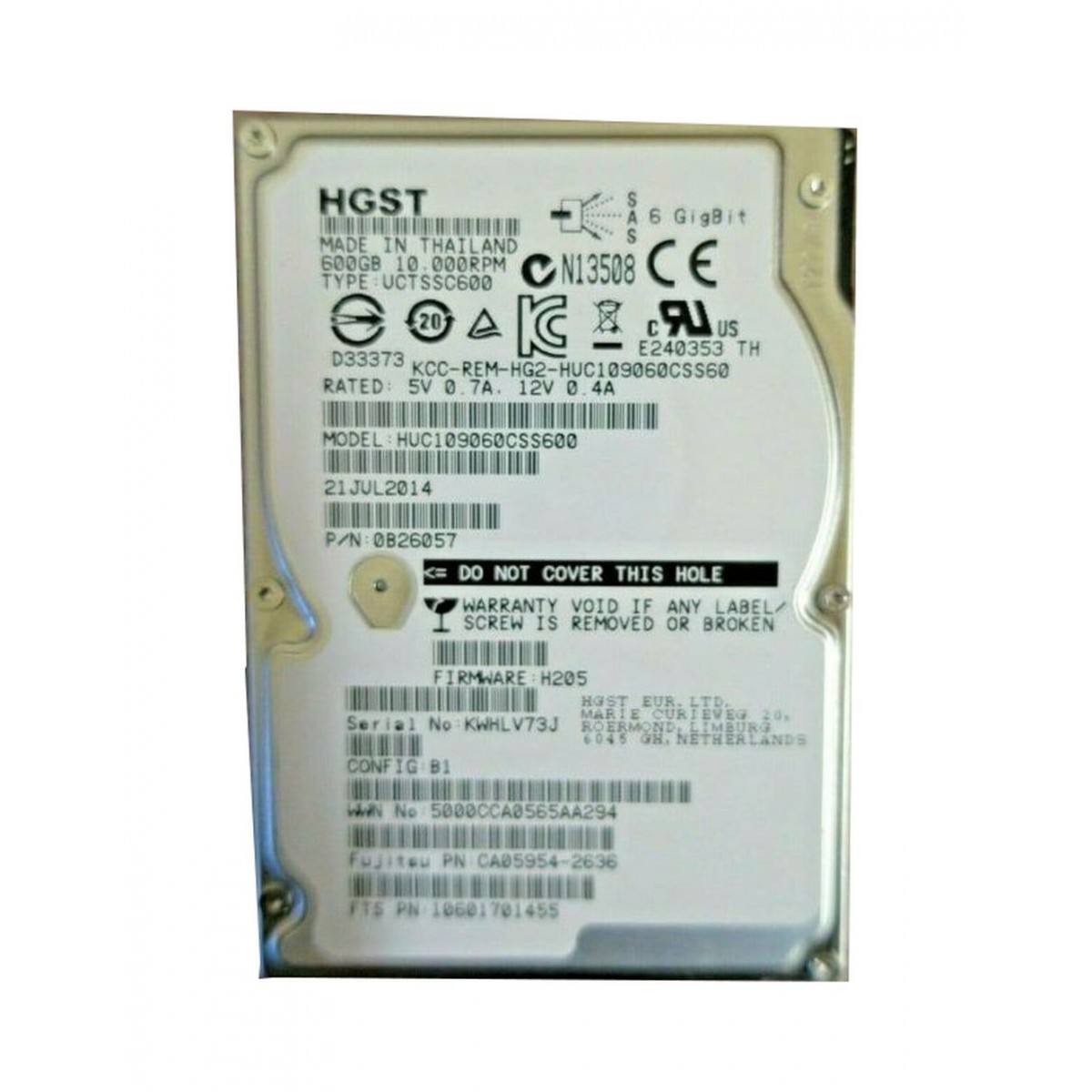 FUJITSU HGST 600GB SAS 10K 6G 2,5 CA05954-2636