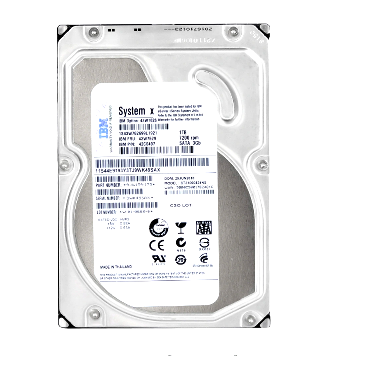 DYSK IBM 1TB SATA 7.2K 3G 3,5 43W7629 42C0508