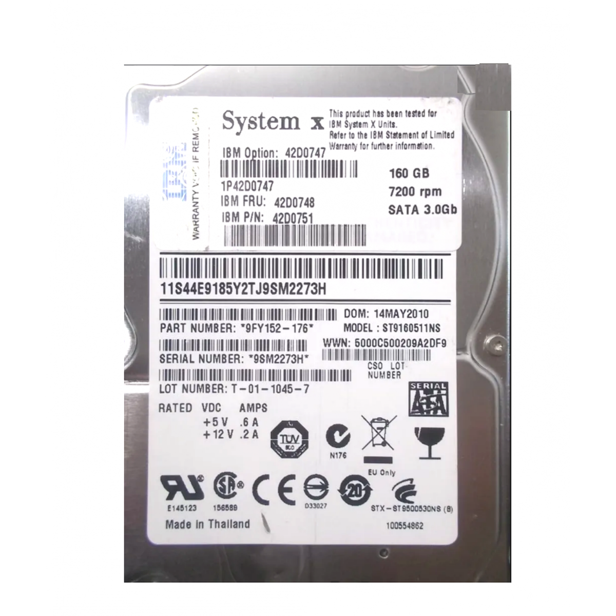 DYSK IBM 160GB SATA 7.2K 3G 2,5 42D0748