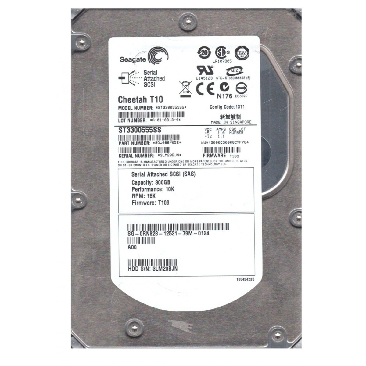 DELL SEAGATE CHEETAH 10K 3G 300GB SAS 3,5'' 0RN828