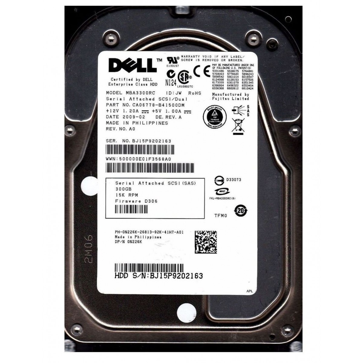 DYSK DELL 300GB SAS 15K 6G 3,5 0N226K