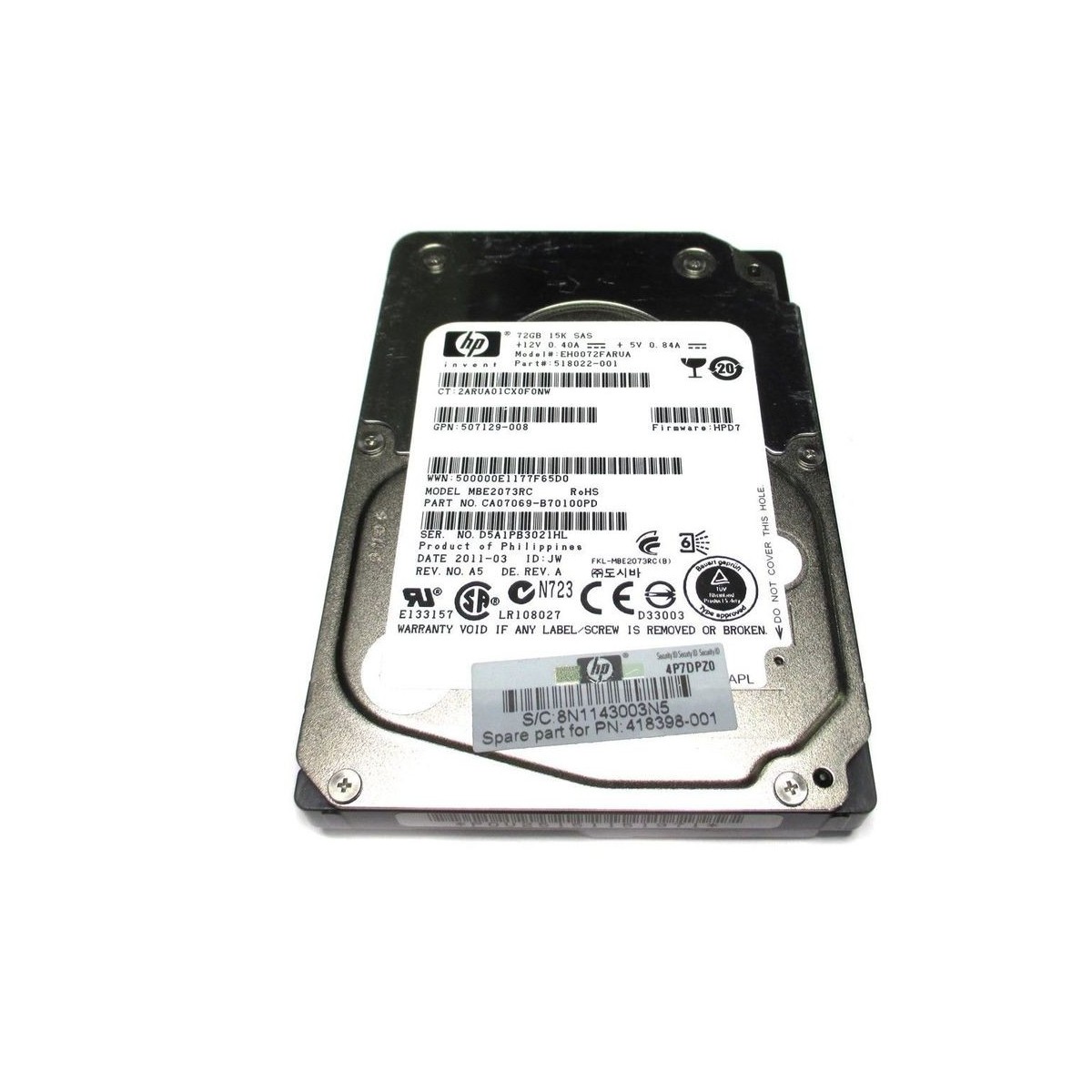 DYSK HP 72GB SAS 15K 6G 2,5 518022-001 EH0072FARUA