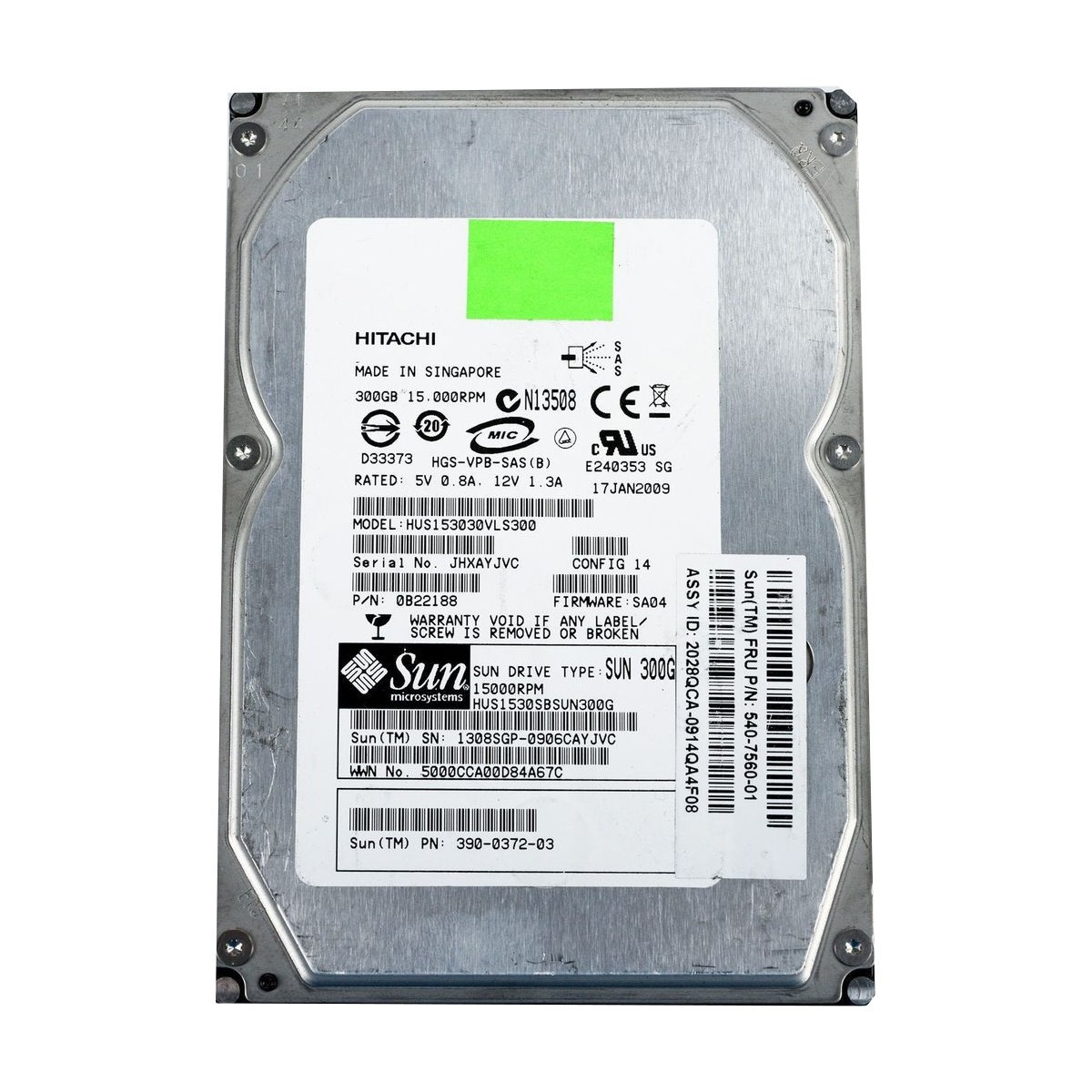 DYSK SUN 300GB SAS 15K 3G 3,5 390-0372-02 0B22188