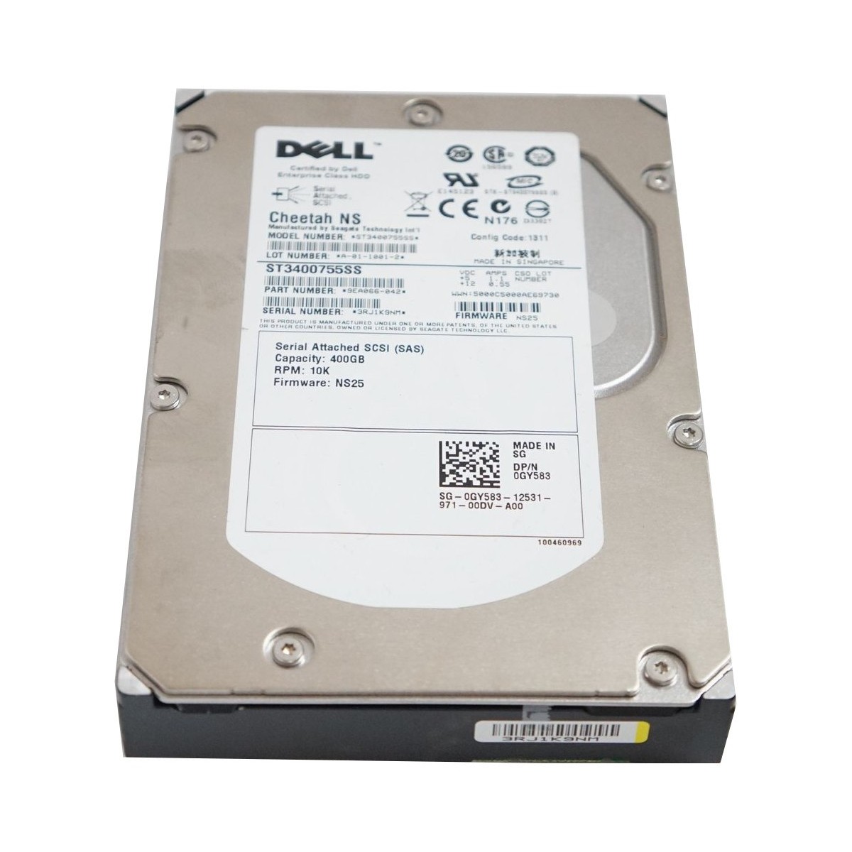 DELL SEAGATE CHEETAH NS 400GB SAS 10K 3G 3,5 0GY583