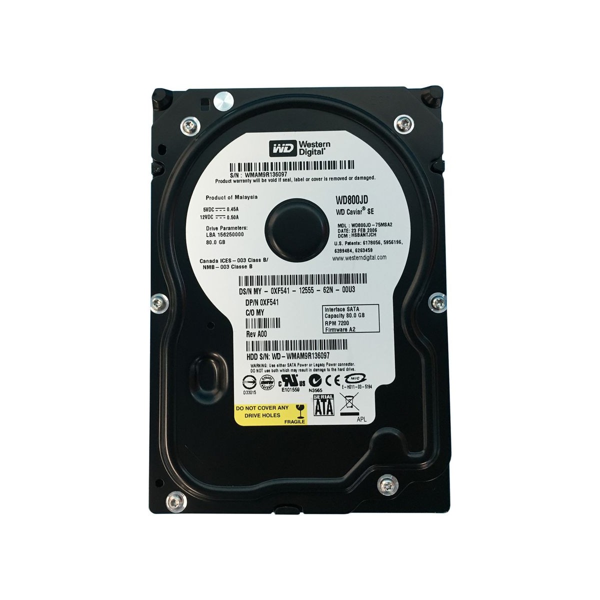 DELL WD CAVIAR 80GB SATA 7.2K 3,5 WD800JD 0XF541