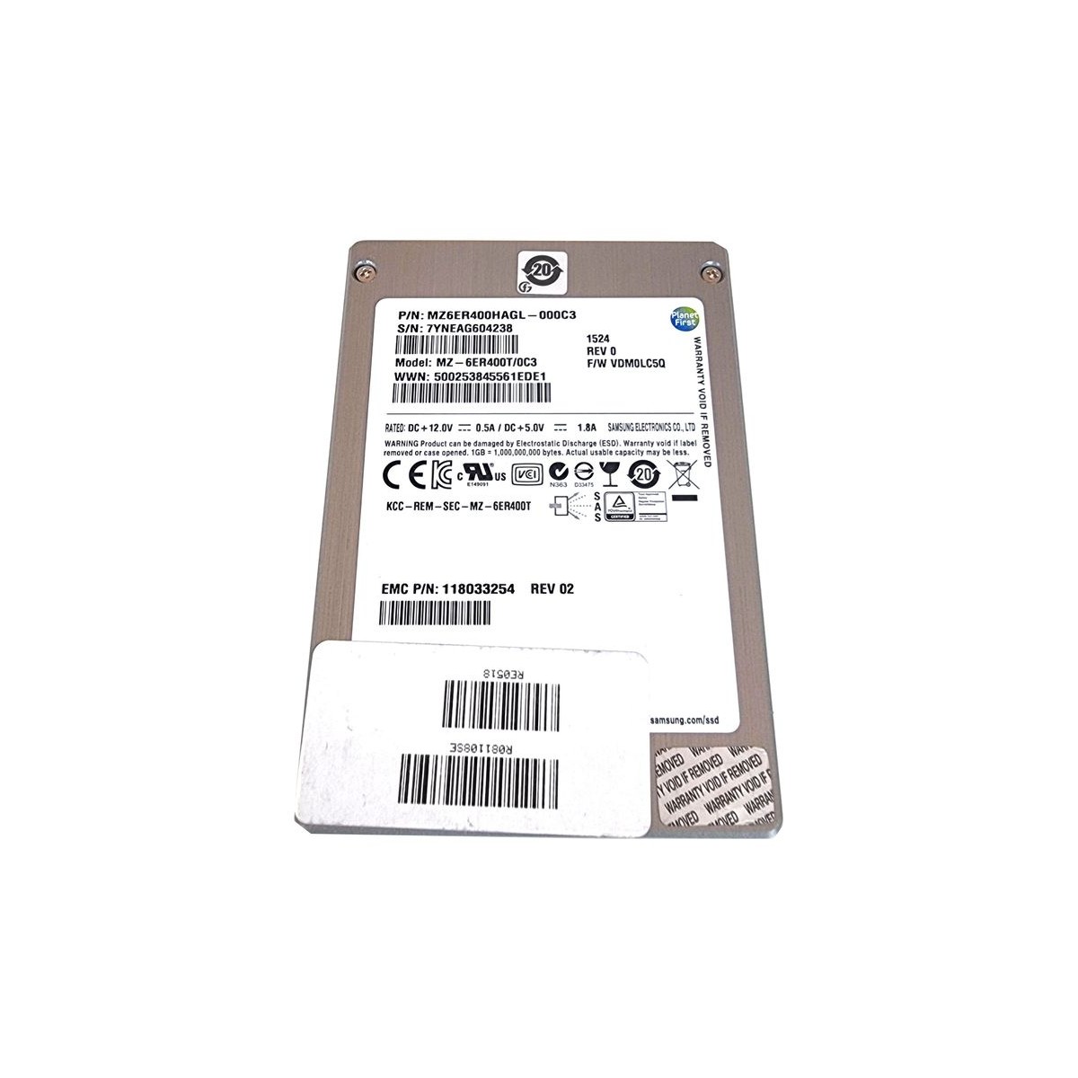 EMC SAMSUNG 400GB SSD SAS 6G 2,5 MZ6ER400HAGL-000C