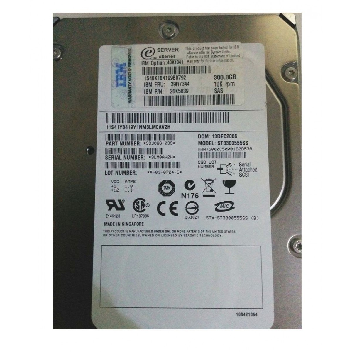 DYSK TWARDY IBM 300GB SAS 10K 3,5'' 39R7344 26K839