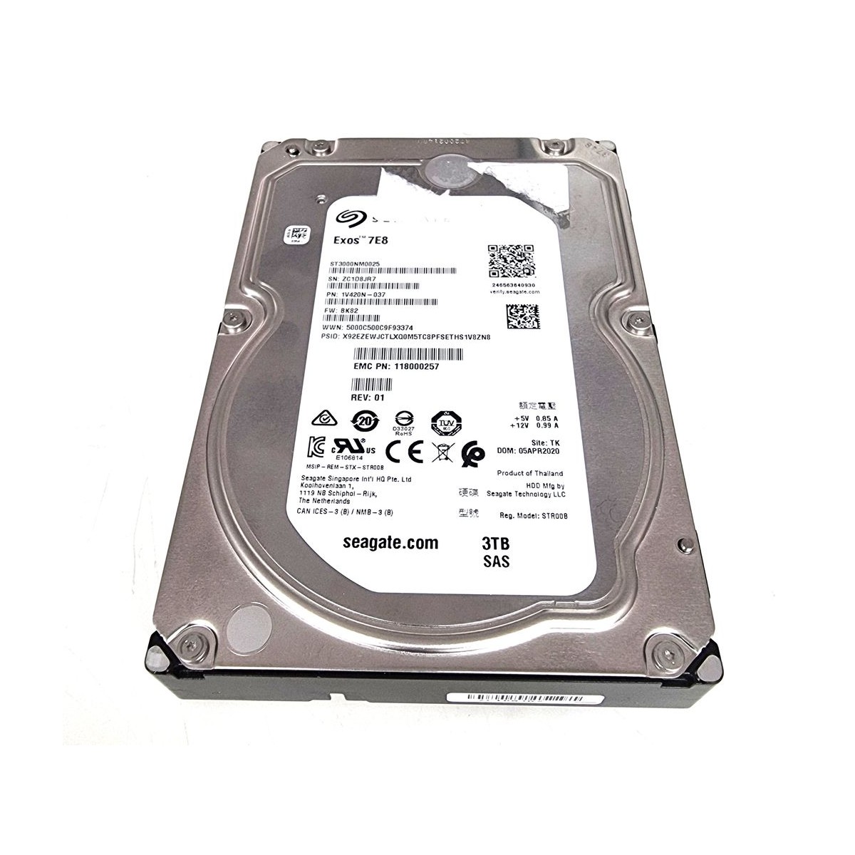 EMC SEAGATE EXOS 7E8 3TB SAS 12G 7.2K ST3000NM0025