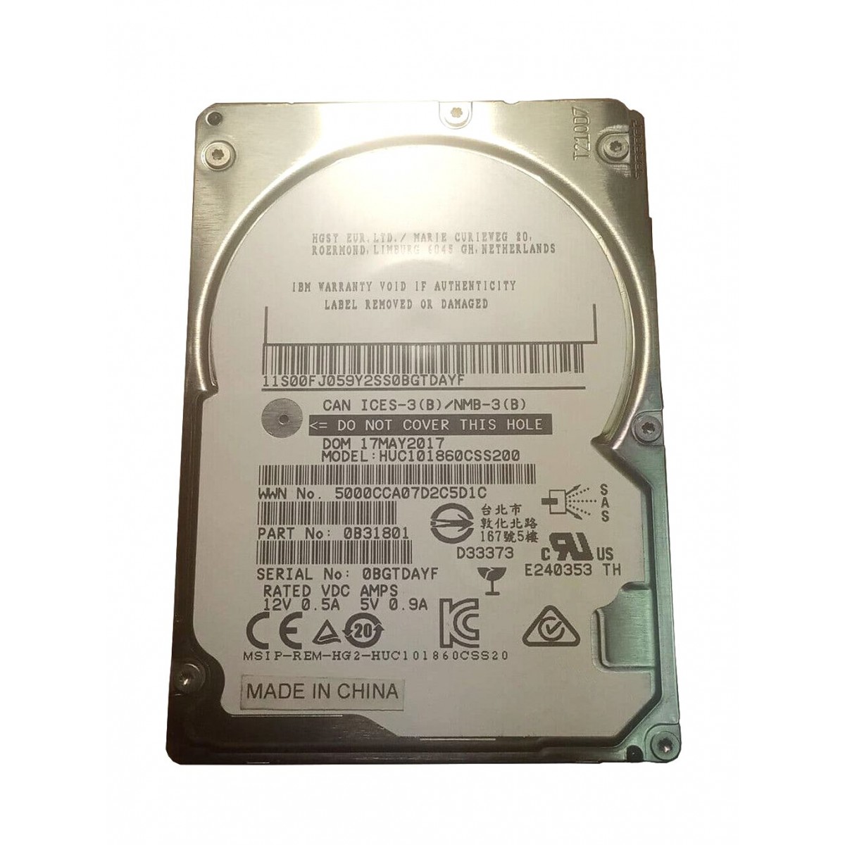 HGST 600GB SAS HUC101860CSS200 10K 12G 2,5