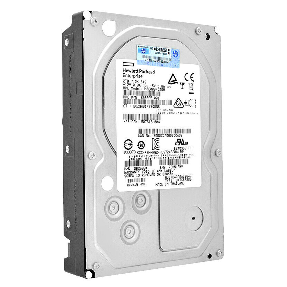 HP HGST 2TB SAS 6G 7.2K MB2000FCZGH 3,5 698695-001