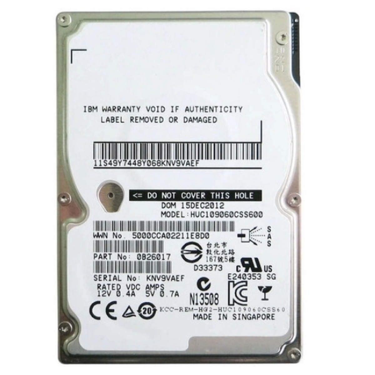 DYSK HGST IBM 600GB SAS 10K 6G 2,5 HUC109060CSS600