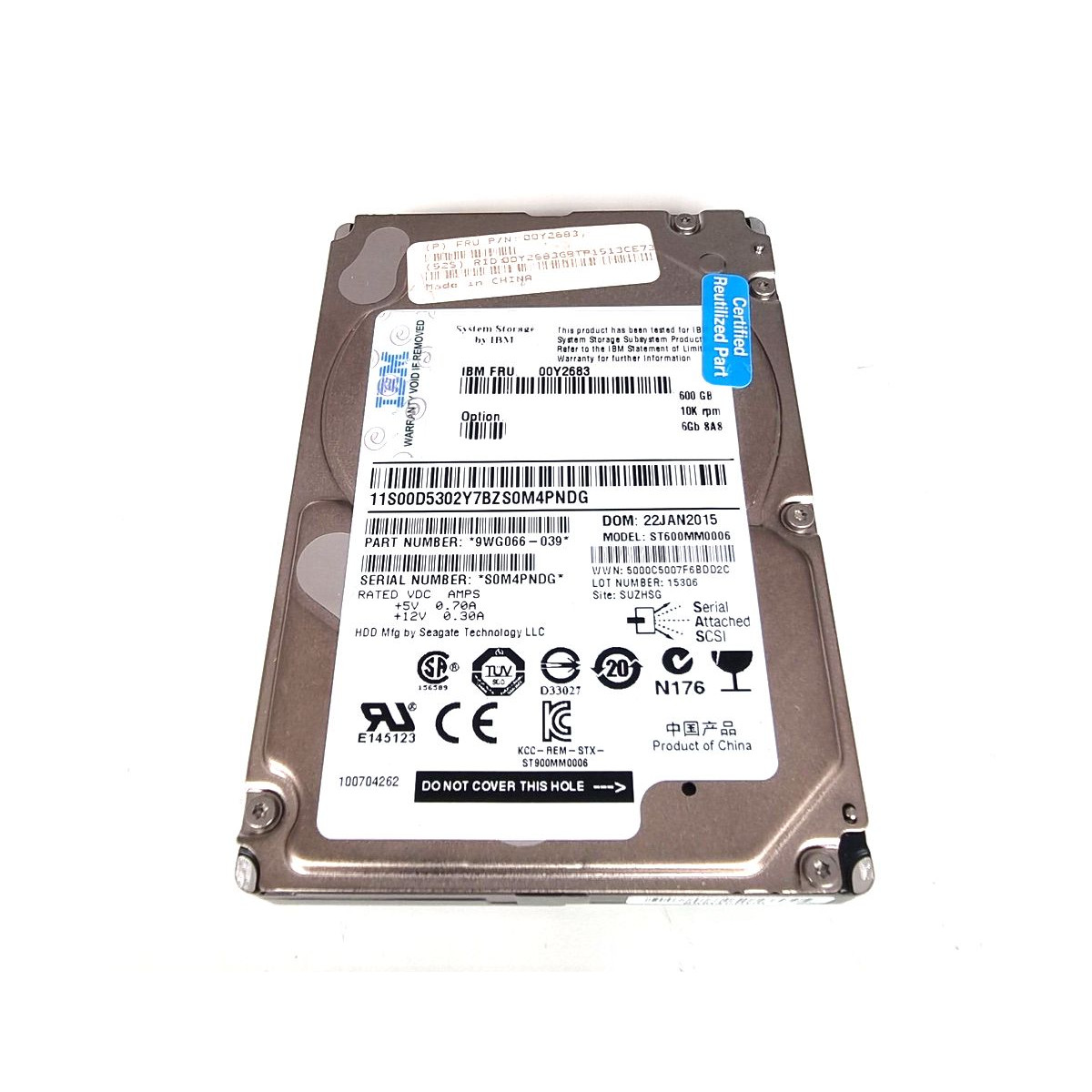 IBM 600GB SAS ST600MM0006 10K 6G 2,5 9WG066-039
