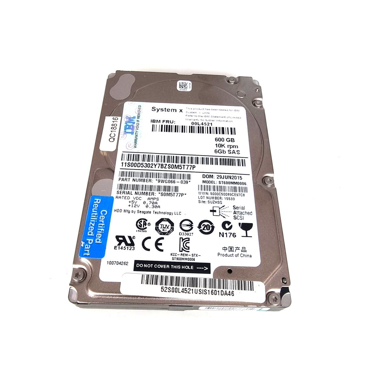 IBM 600GB SAS ST600MM0006 10K 6G 2,5 00L4521