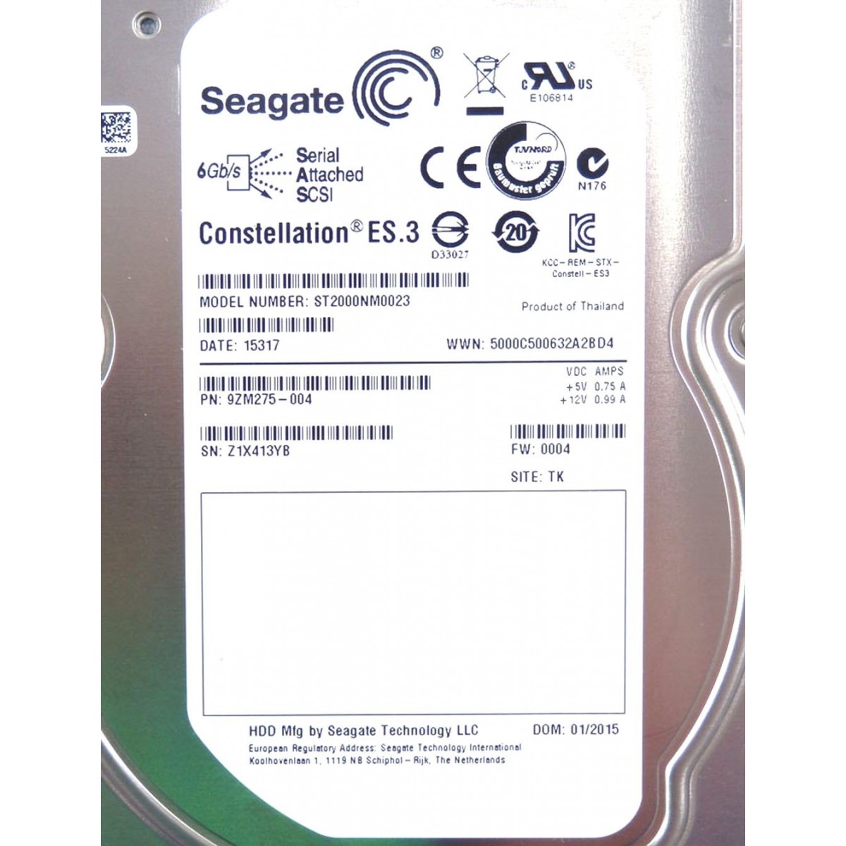 SEAGATE CONSTELLATION ES.3 2TB SAS 6G 7.2K 3,5