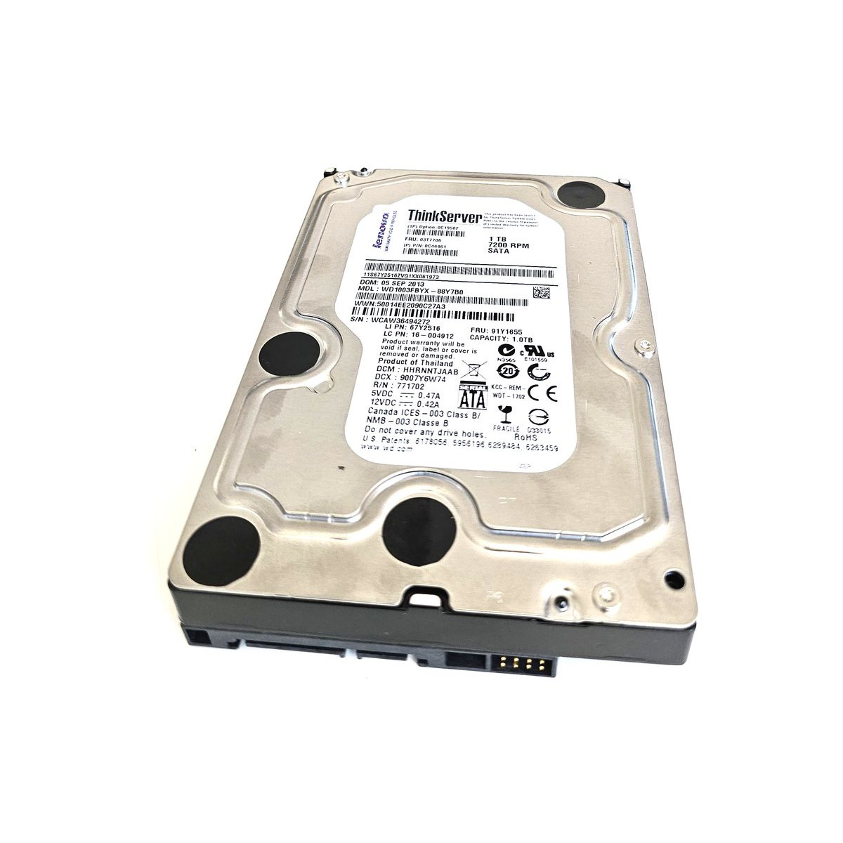 LENOVO 1TB SATA WD1003FBYX 7.2K 6G 3,5 03T7706