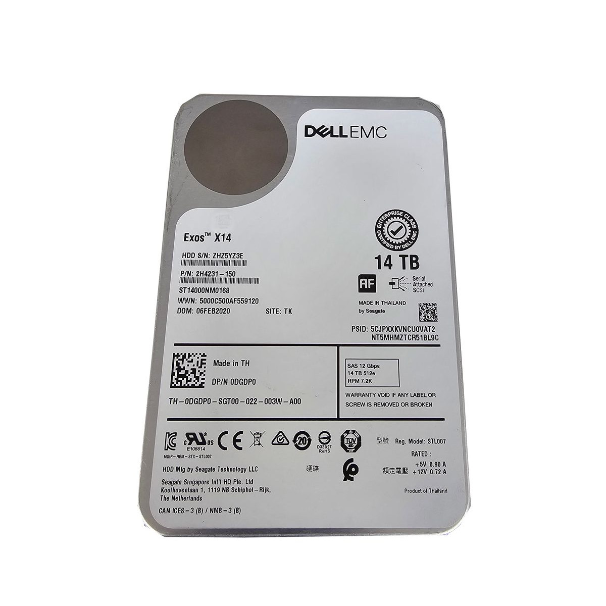 DELL EXOS X14 14TB SAS ST14000NM0168 7.2K 12G 3,5