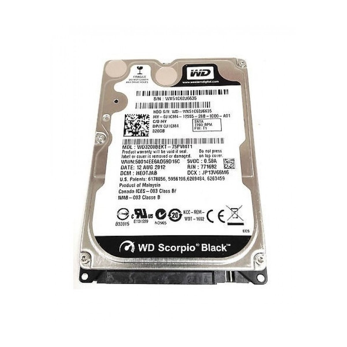 DELL WD 320GB SATA 7.2K WD3200BEKT 0J1CM4