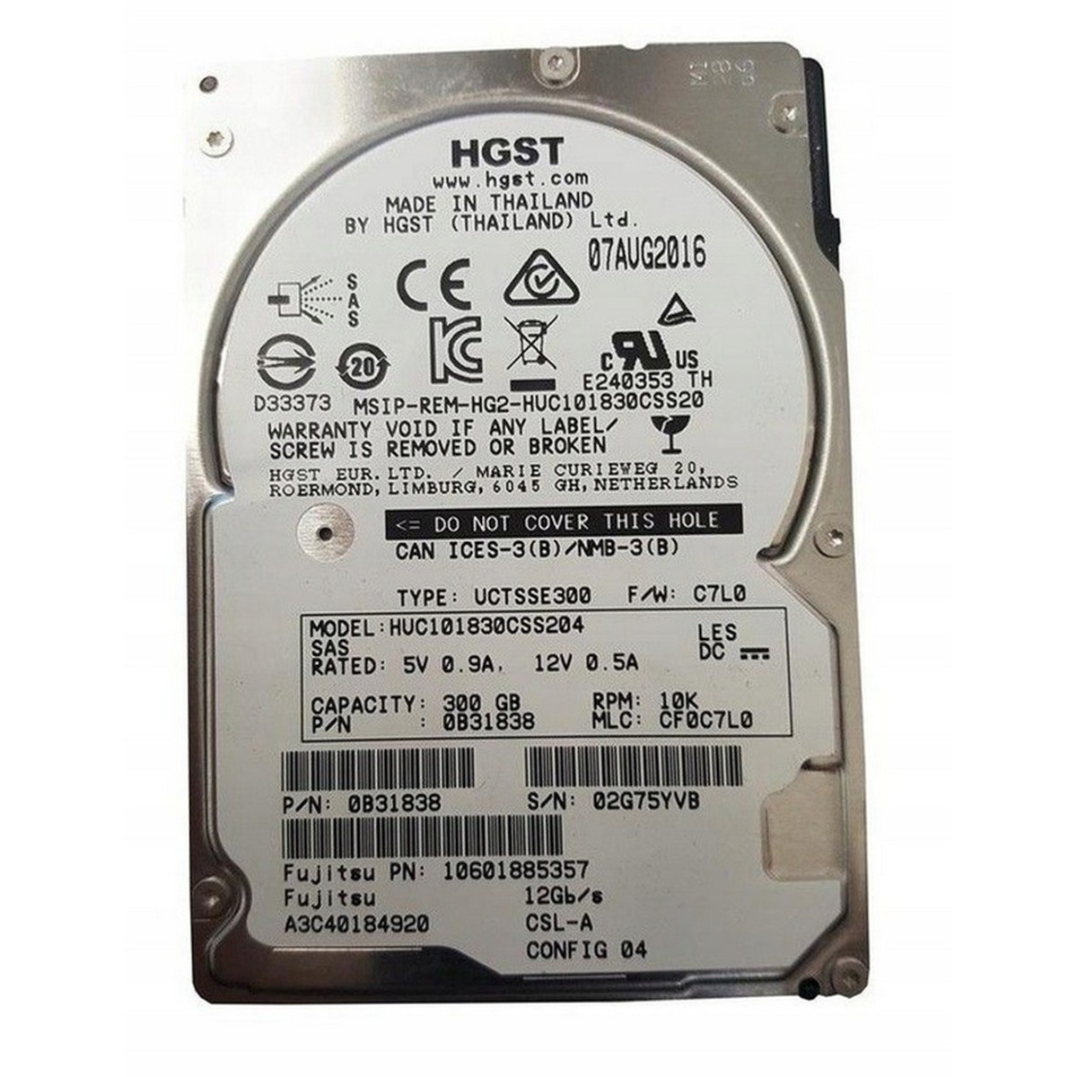 FUJITSU HGST 300GB SAS 10K 12G 2,5 A3C40184920
