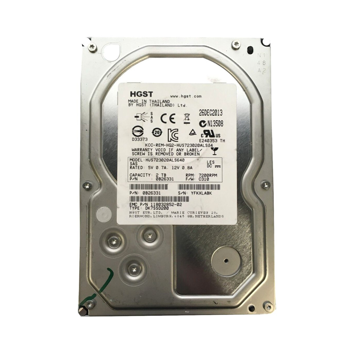 EMC HGST 2TB SAS HUS723020ALS640 6G 7.2K 3,5
