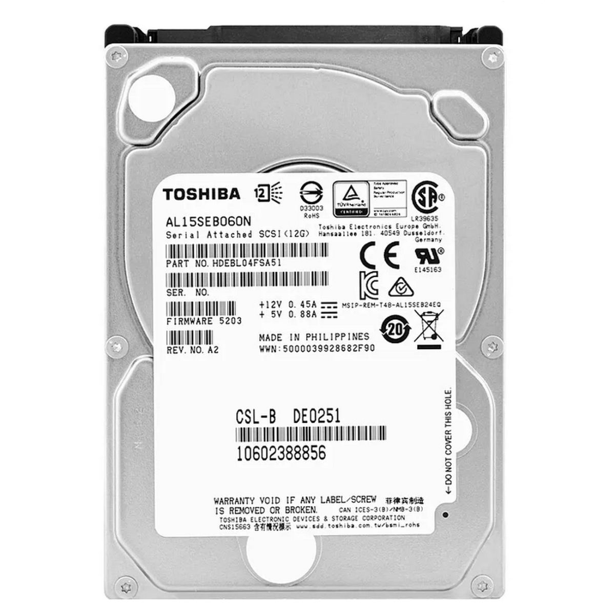 FUJITSU TOSHIBA 600GB SAS 10K 12G 2,5 AL15SEB060N