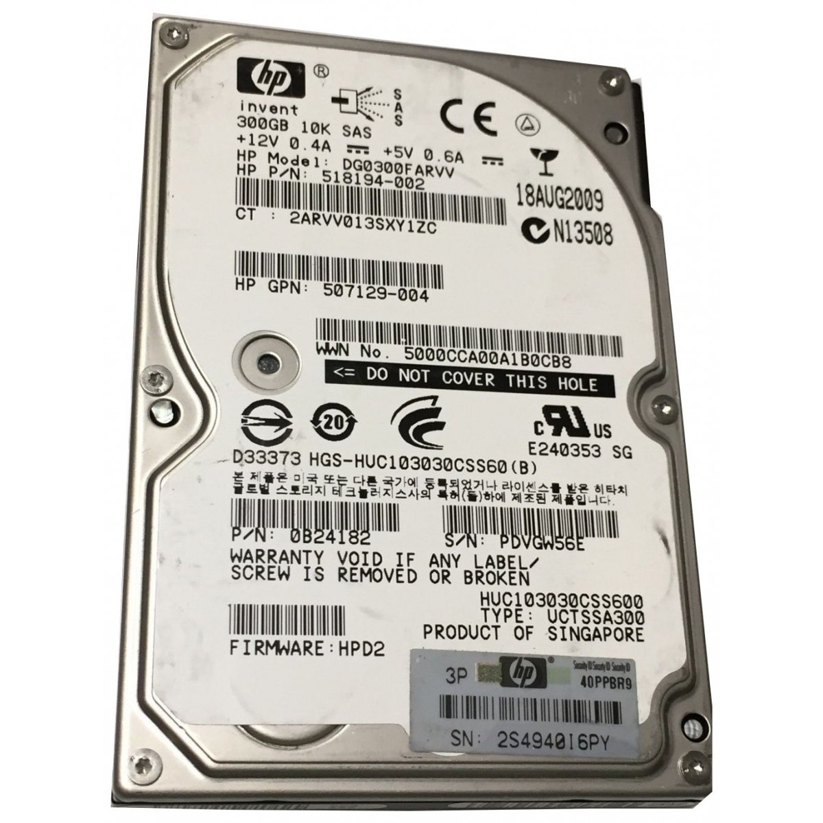 DYSK HP 300GB SAS 10K 6G 2,5 518194-002