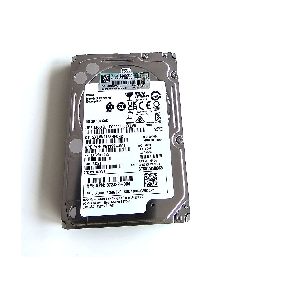 HPE 600GB SAS ST600MM0069 10K 12G 2,5 P51133-001