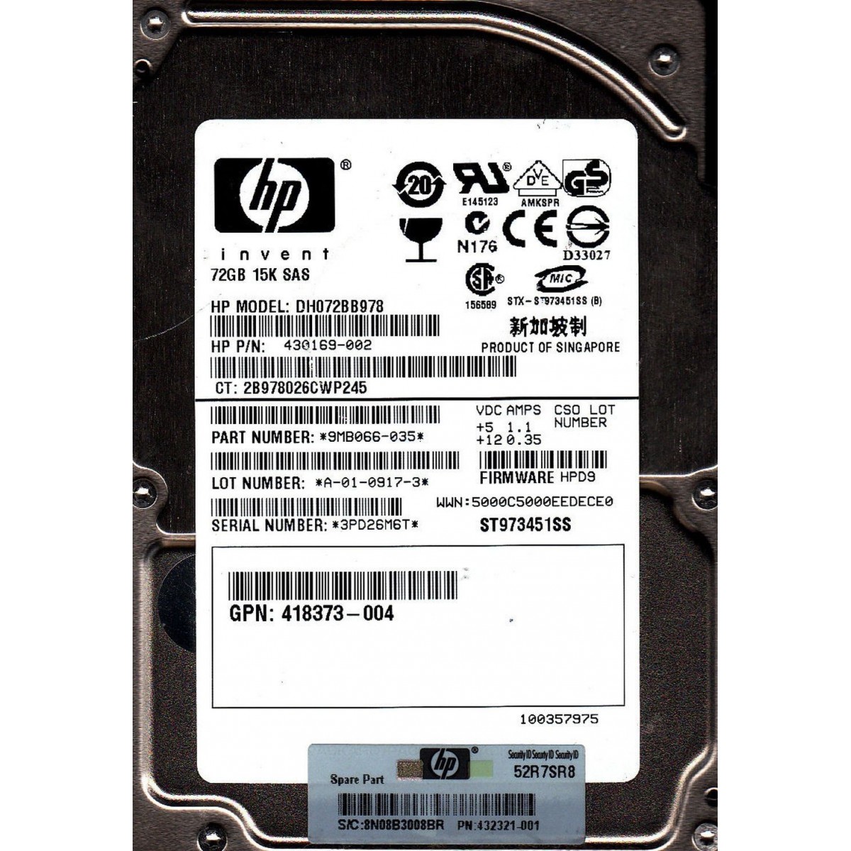 DYSK HP 72GB SAS 15K 3G 2,5 430169-002