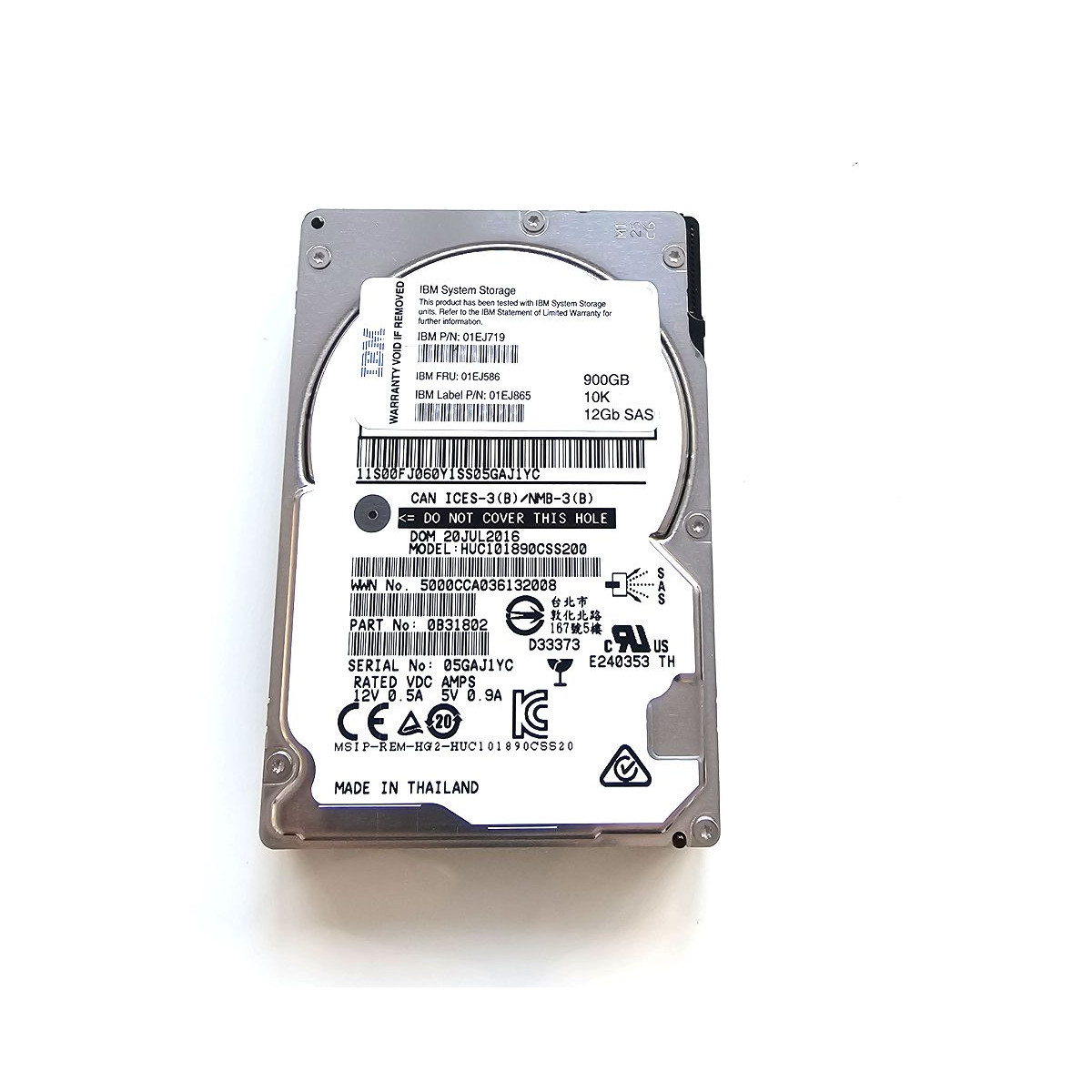 IBM 900GB SAS HUC101890CSS200 10K 12G 2,5 01EJ719