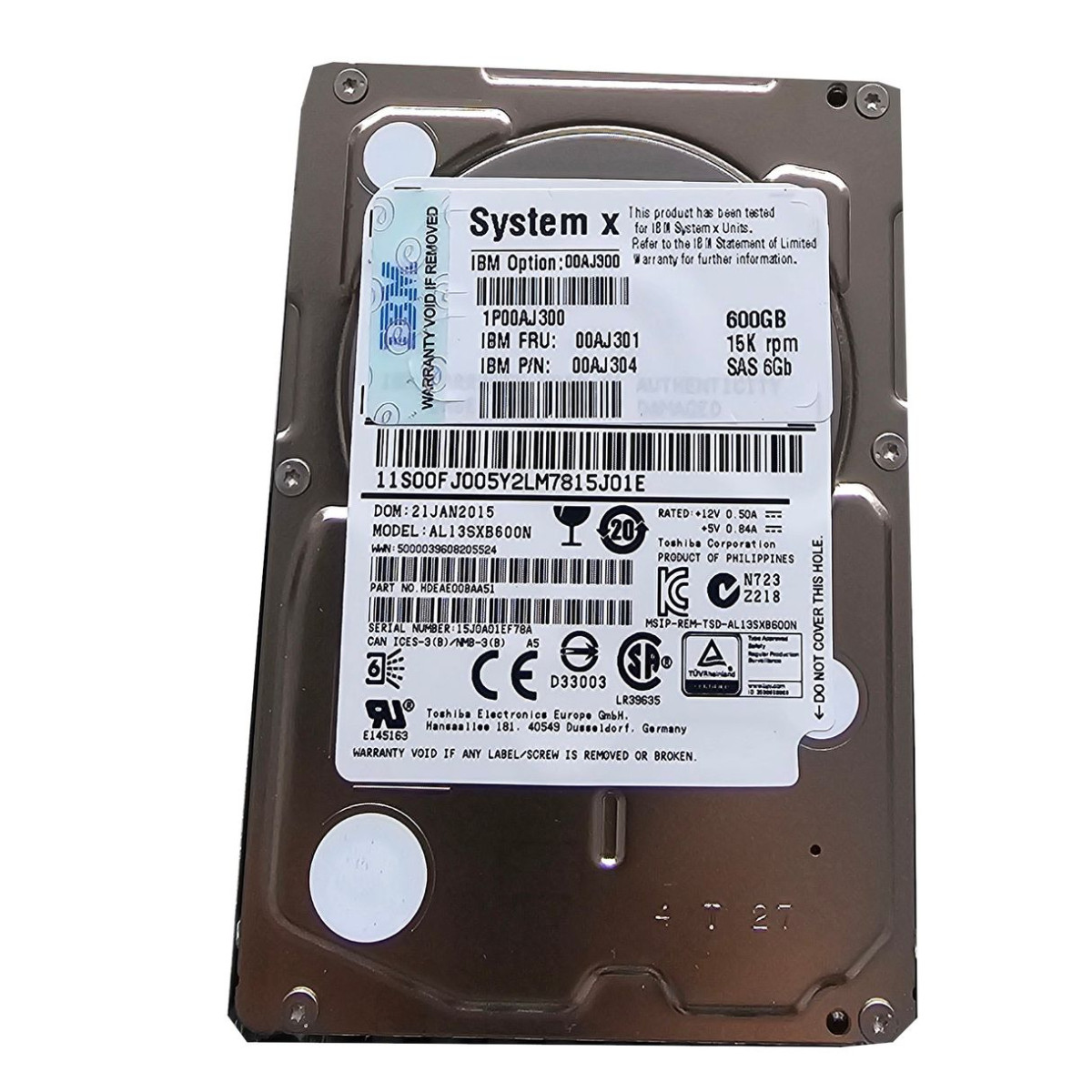 IBM 600GB SAS AL13SXB600N 15K 6G 2,5 00AJ304