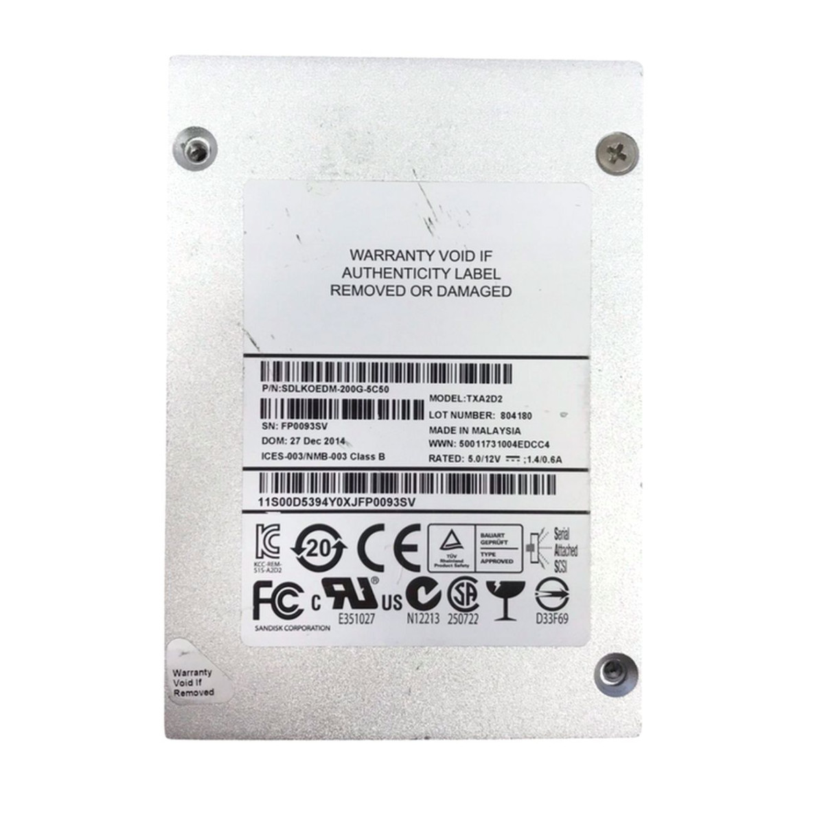 SANDISK 200GB SSD SAS TXA2D2 6G 2,5 SDLKAE6M-200G