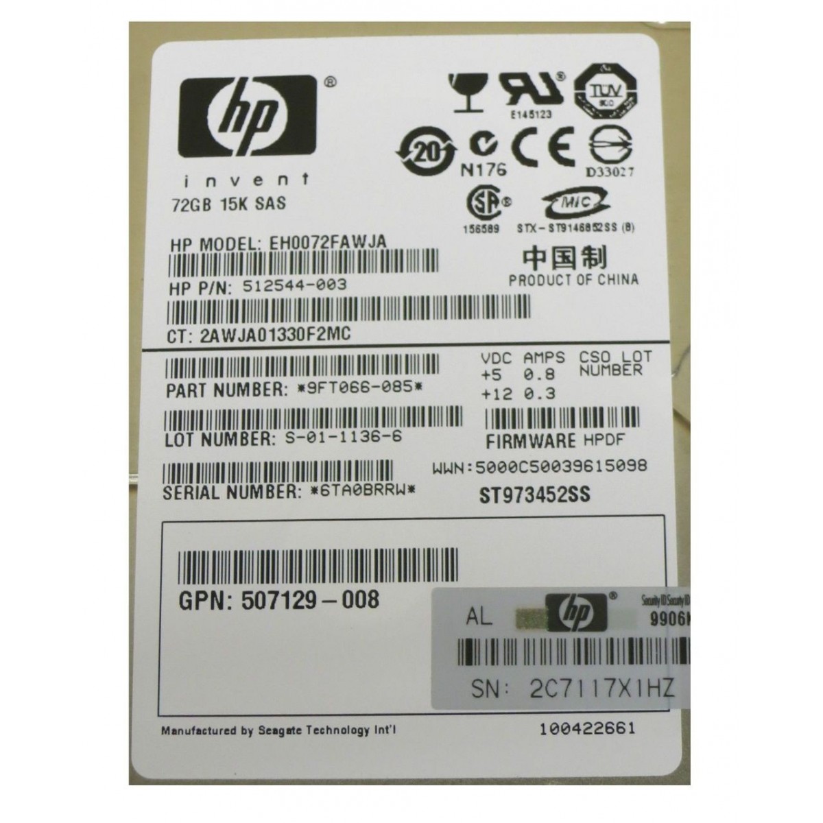 DYSK HP 72GB SAS 15K 6G 2,5 G8 G9 512544-003