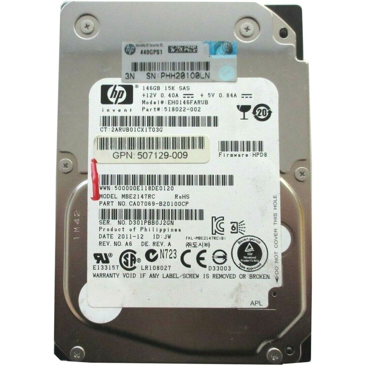 DYSK HP 146GB SAS 15K 6G 2,5 518022-002