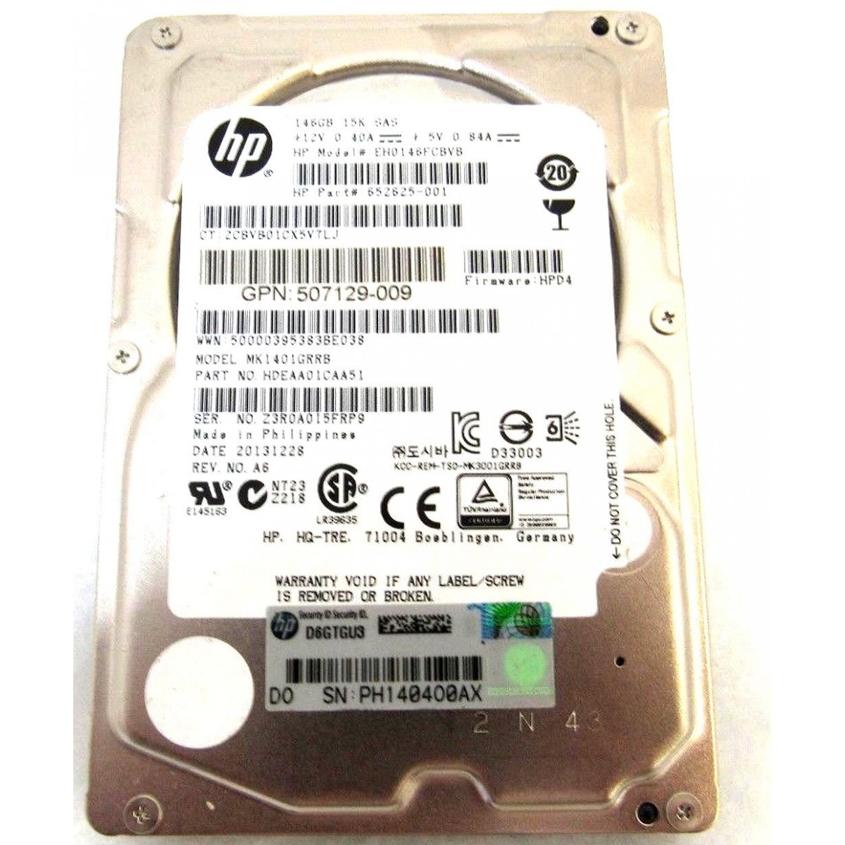 DYSK HP 146GB 15K SAS 6G 2,5 G8 G9 652625-001