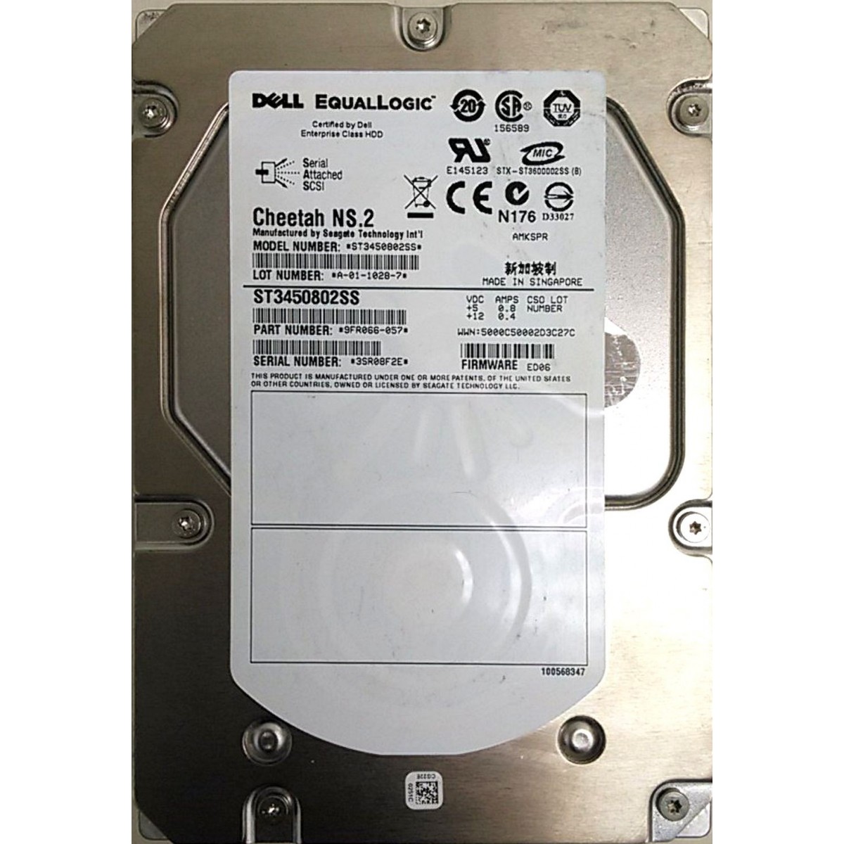 DELL EQUALLOGIC NS.2 450GB SAS 10K ST3450802SS