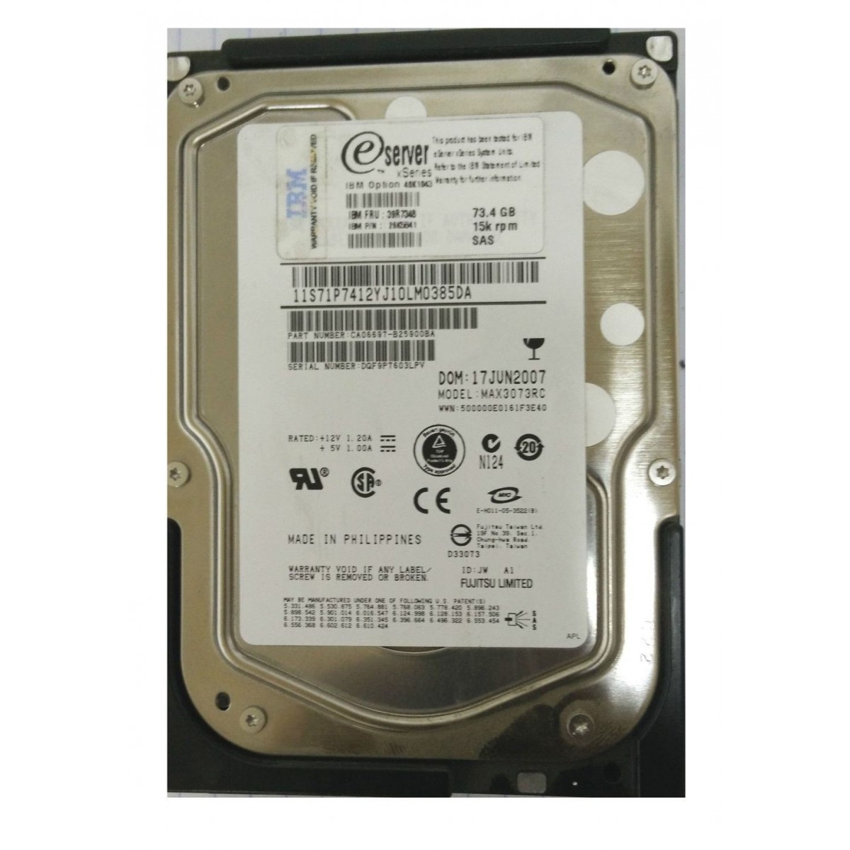 DYSK TWARDY IBM 73GB SAS 15K 3,5'' 39R7348 26K5841