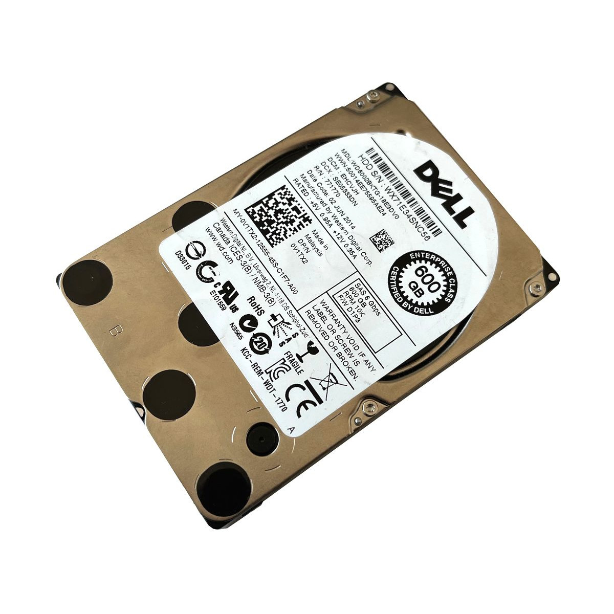 DYSK DELL WD 600GB SAS 6G 10K 2,5 WD6002BKTG-18E3DV0 WX71E34SNC56 0V1TX2