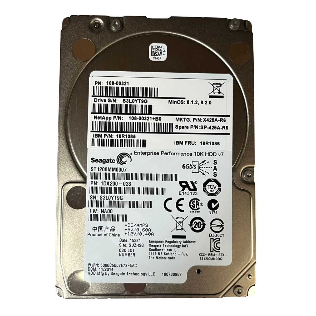 DYSK SEAGATE NETAPP IBM 1,2TB SAS 6G 10K 2,5 108-00321+B0 1DA200-038