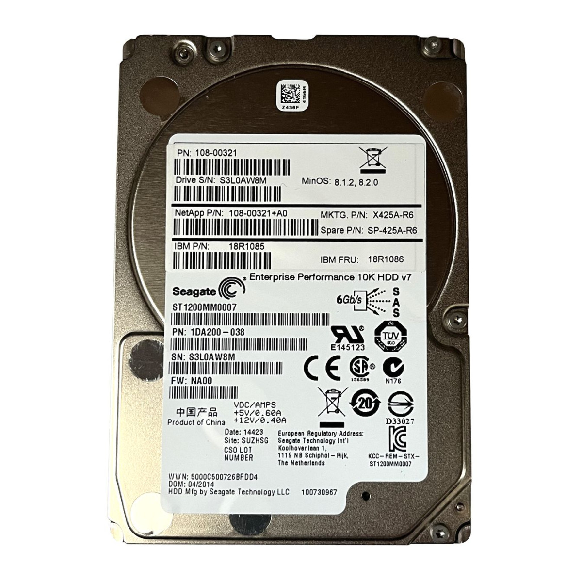 DYSK NETAPP SEAGATE IBM 1,2TB SAS 6G 10K 2,5 108-00321+A0 1DA200-038