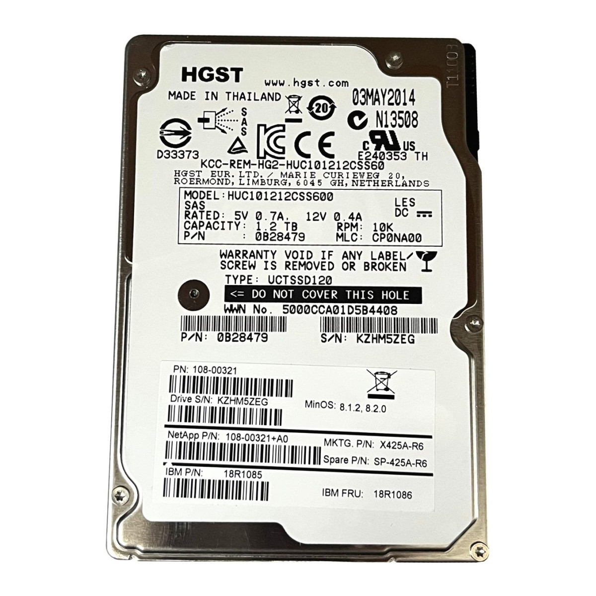 DYSK HGST NETAPP IBM 1,2TB SAS 12G 10K 2,5 0B28479 108-00321+A0 18R1085