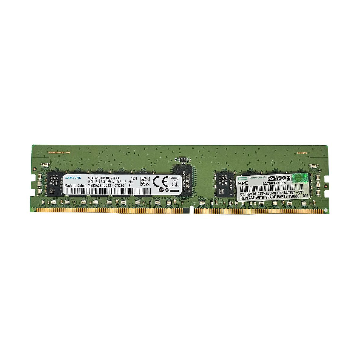HP SAMSUNG 16GB 1Rx4 PC4-2666V ECC REG 840757-091 M393A2K40CB2-CTD8Q