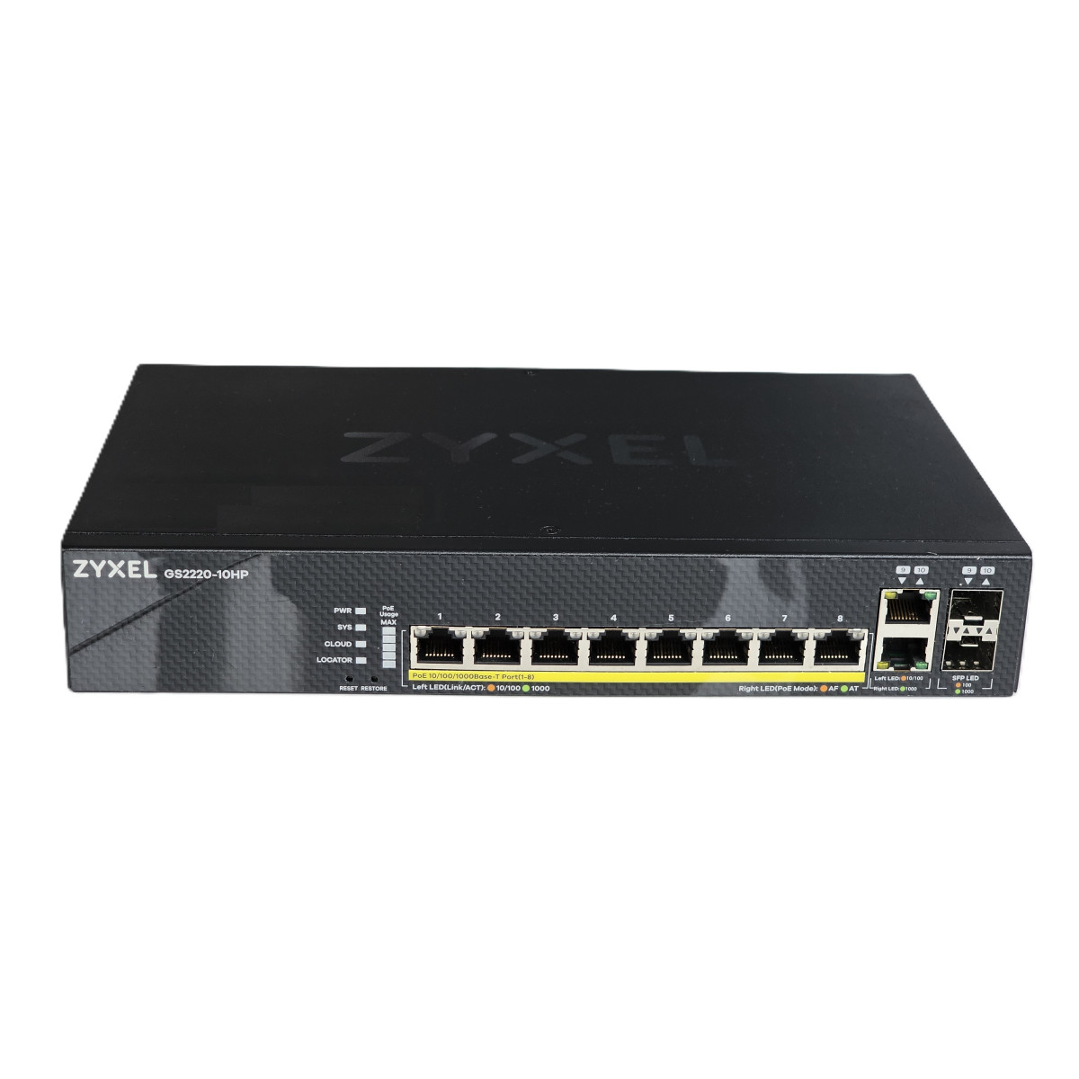 SWITCH ZYXEL GS2220-10HP 8x1GB PoE 2x1GB COMBO 2xSFP VLAN CICHA PRACA