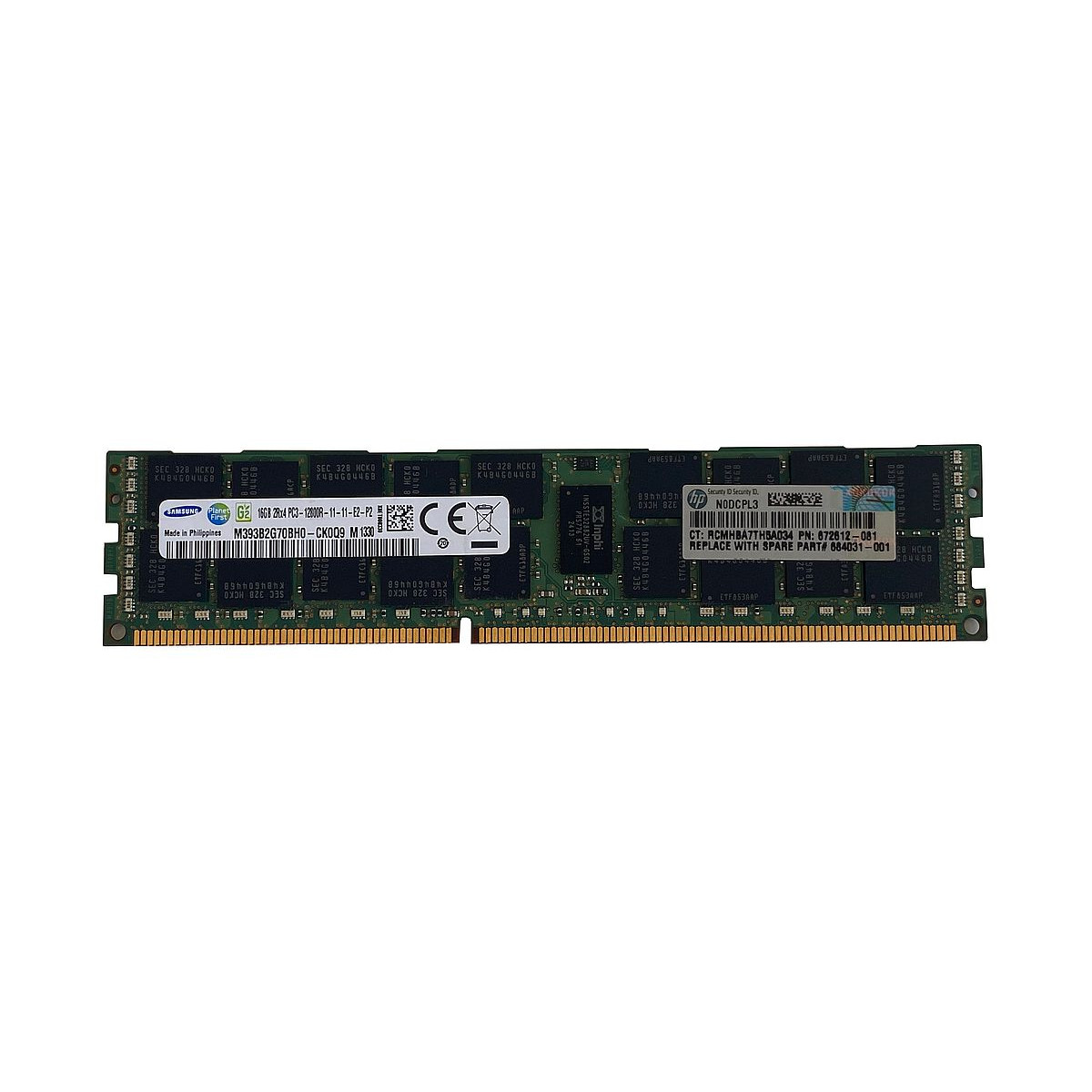 HP SAMSUNG 16GB 2Rx4 PC3-12800R ECC REG M393B2G70BH0-CK0Q9 672612-081