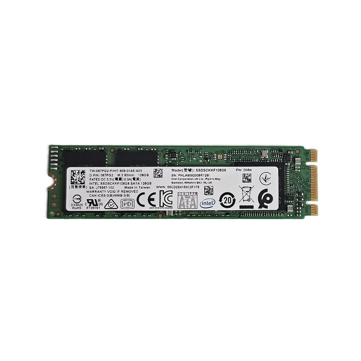 DYSK DELL INTEL 128GB SSD SATA M.2 2280 SSDSCKKF128GB 067PG2