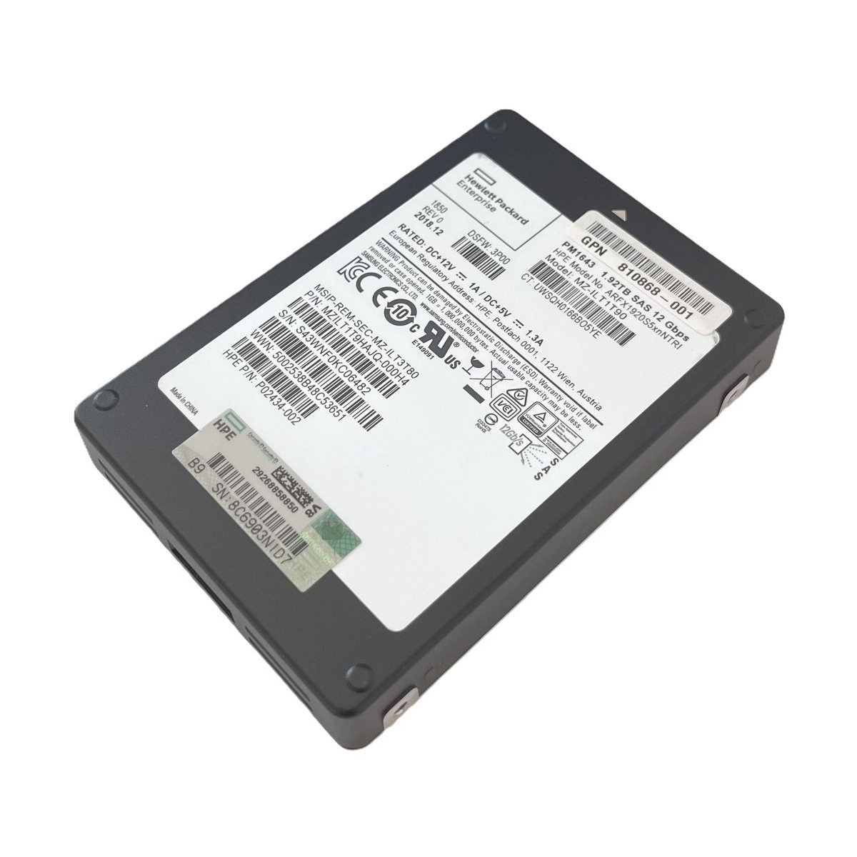 DYSK HP PM1643 1.92TB SAS SSD 12G 2,5 MZ-ILT1T90 810868-001 P02434-002