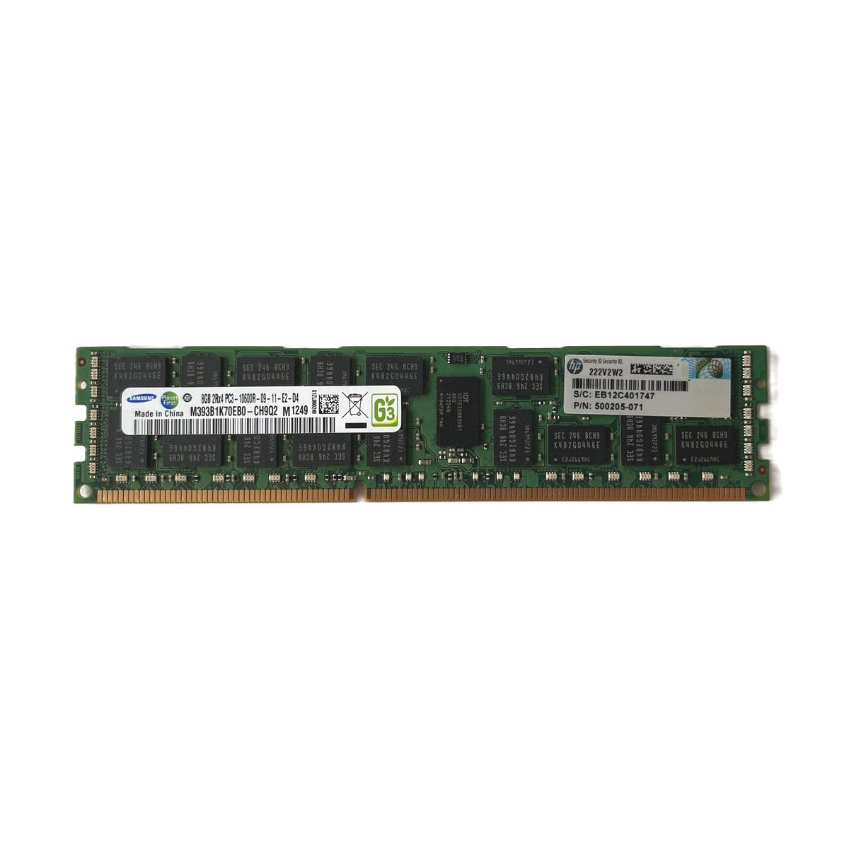 PAMIĘĆ HP SAMSUNG 8GB 2Rx4 PC3-10600R GEN6-7 M393B1K70EB0-CH9Q2 500205-071