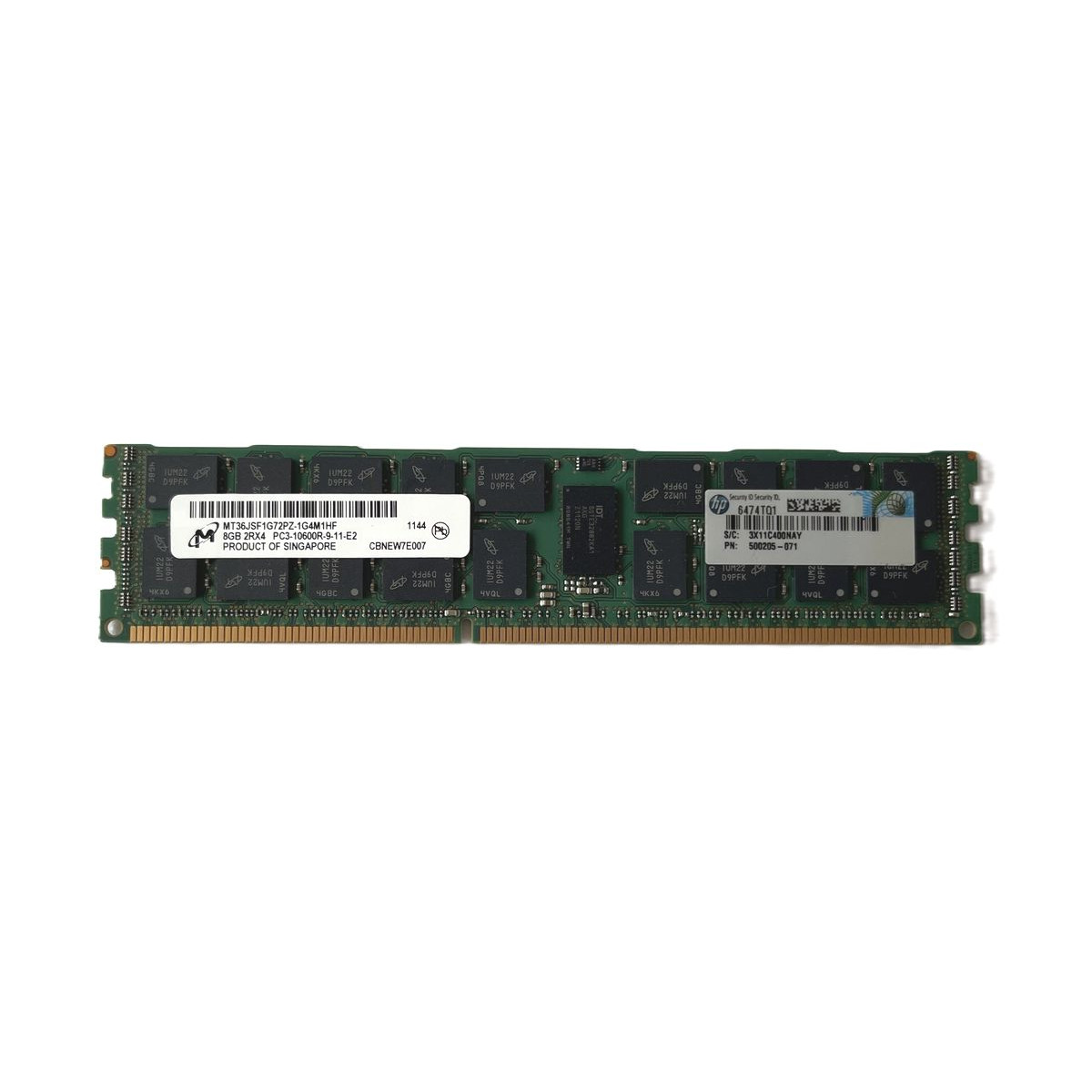 PAMIĘĆ HP MICRON 8GB 2Rx4 PC3-10600R ECC MT36JSF1G72PZ-1G4M1HF 500205-071