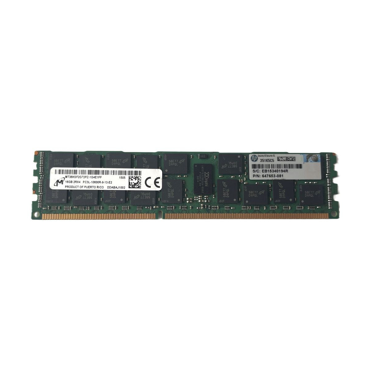 PAMIĘĆ RAM HP MICRON 16GB 2Rx4 PC3L-10600R MT36KSF2G72PZ-1G4E1FF 647653-081